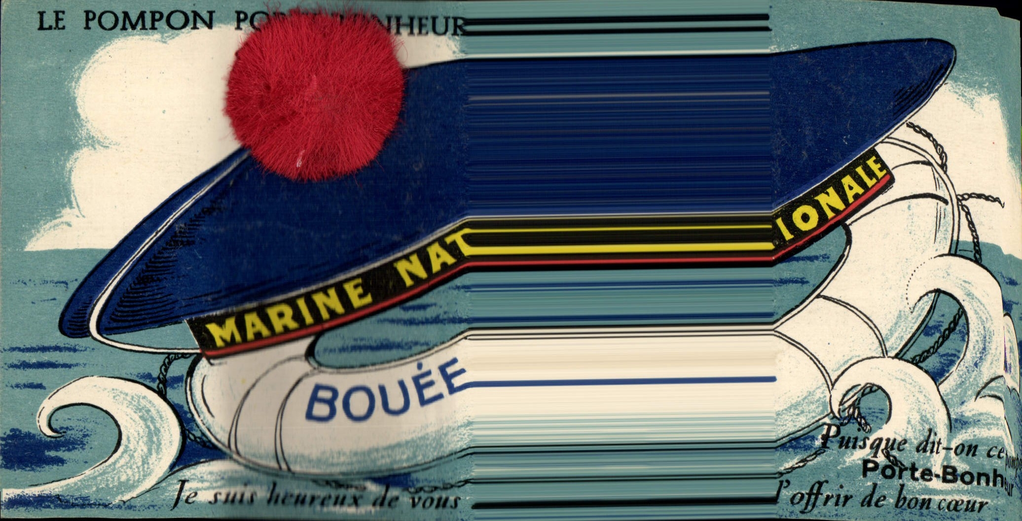 CPA Bateau Guerre Pompon Porte Bonheur 