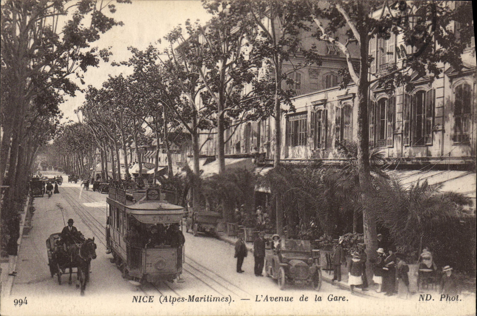 CPA Tramway Train Nice Avenue de la gare