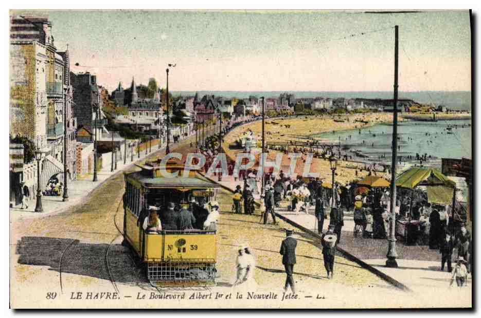 CPA Tramway Train le Havre le boulevard Albert 1er et la nouvelle jetee