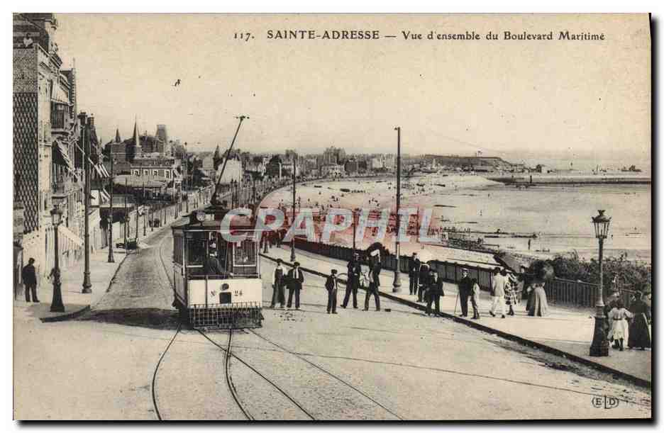 CPA Tramway Train Sainte Adresse Vue d'ensemble du boulevard maritime 