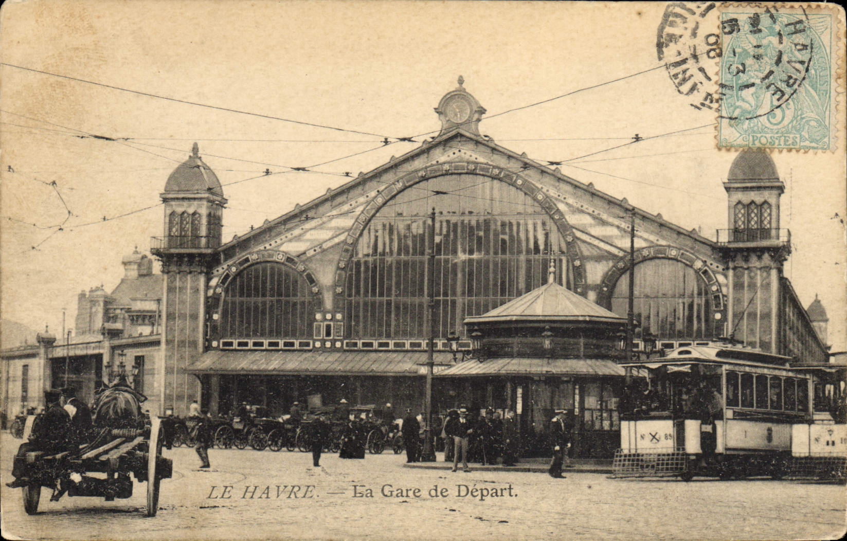 CPA Tramway Train le Havre En gare du depart 