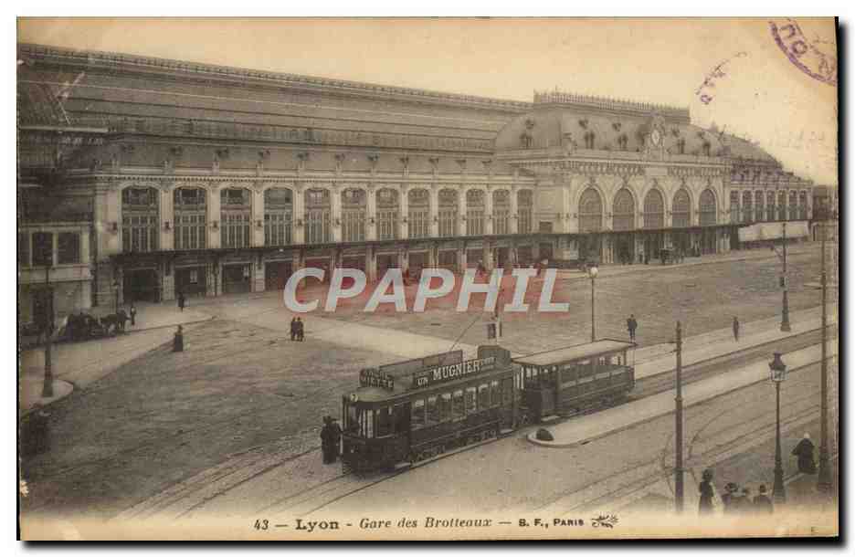 CPA Tramway Train Lyon Gare des Brotteaux Mugnier 