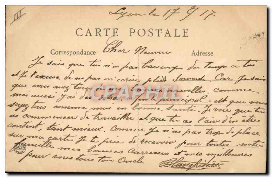 CPA Tramway Train Lyon Gare des Brotteaux Mugnier  — Verso