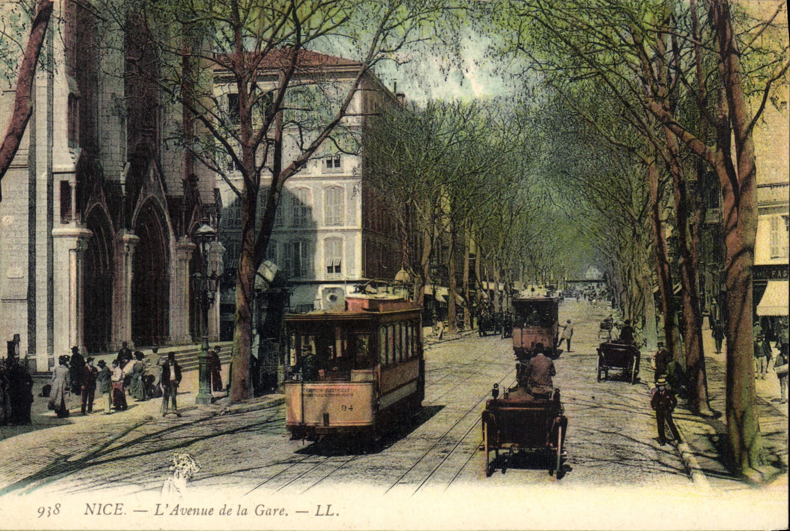 CPA Tramway Train Nice Avenue de la gare