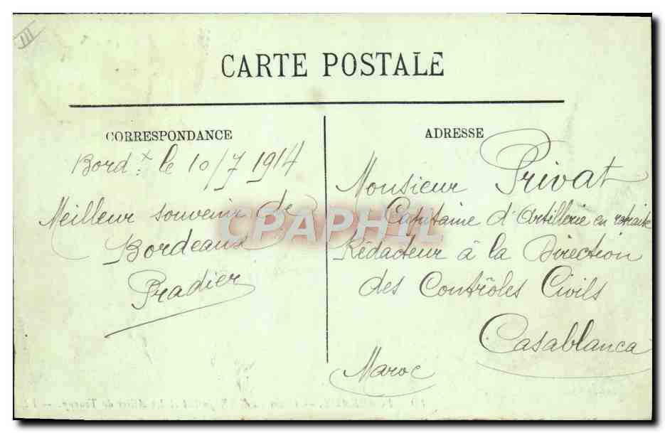 CPA Tramway Train Bordeaux Cours du XXX Juillet et les allees de Tourny  — Rückseite