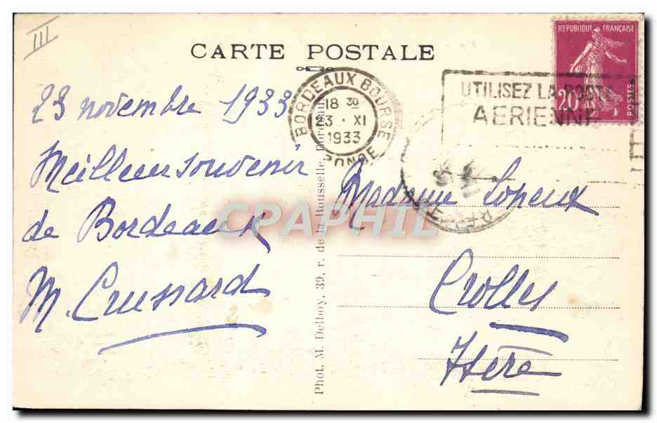 CPA Tramway Train Bordeaux Cours Victor Hugo — Rückseite