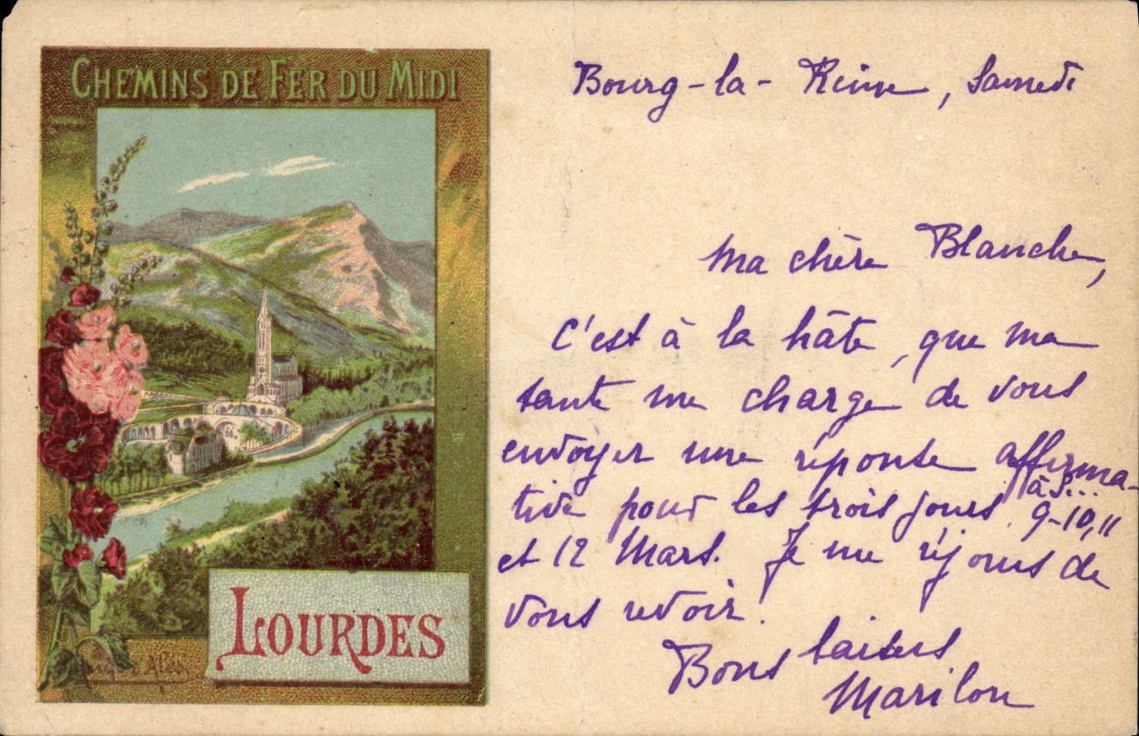 CPA Fantaisie Illustrateur Chemins du Fer de Midi Lourdes Train