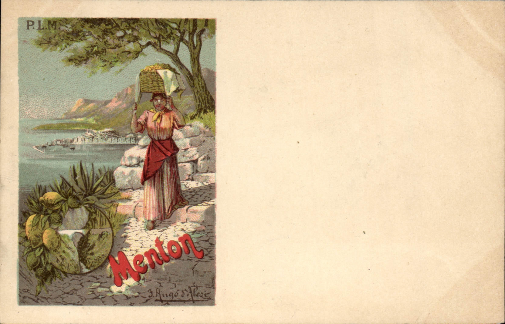 CPA Fantaisie Illustrateur Menton Train PLM