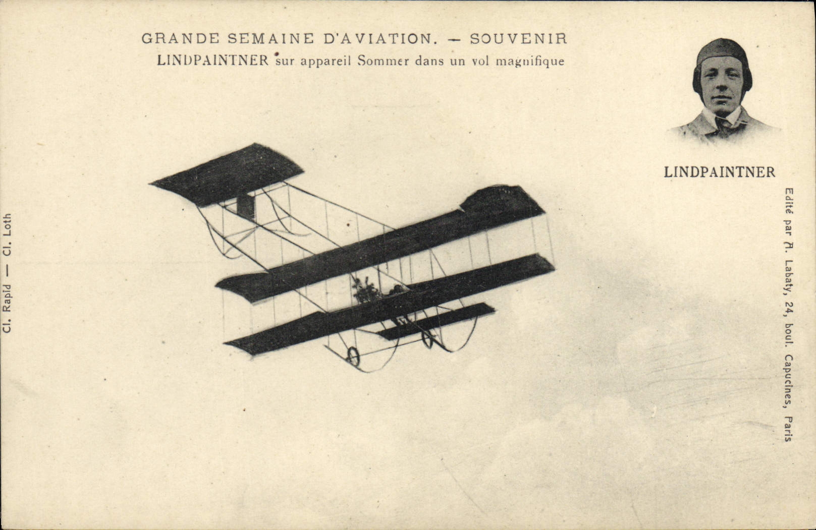 CPA Avion Aviation Lindpaintner sur appareil Sommer 