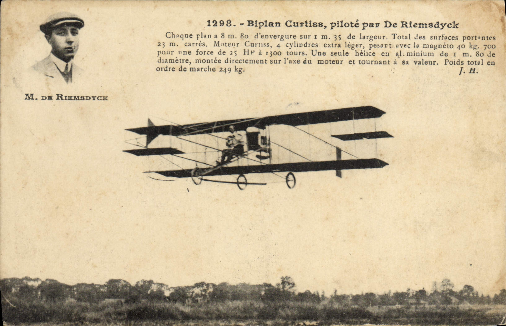 CPA Avion Aviation Biplan Curtiss pilote par Riemsdyck
