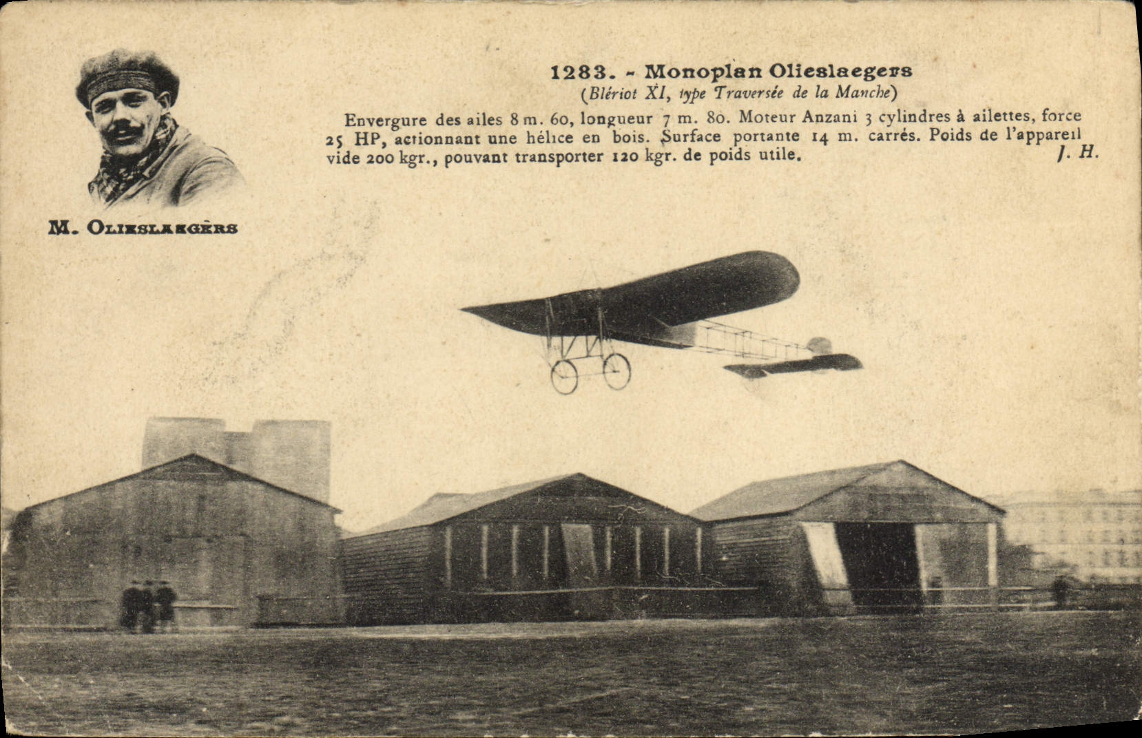 CPA Avion Aviation monoplan Olieslaegers Bleriot XI Type Traversee de la manche 