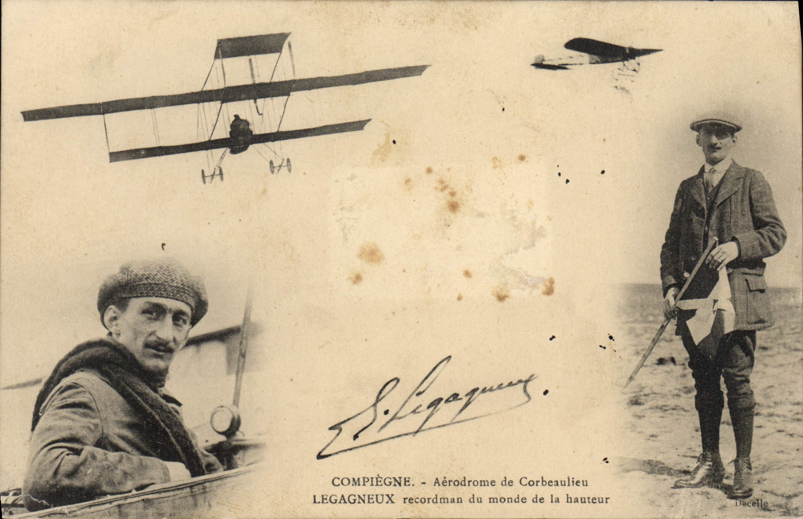 Compiegne - Aérodrome de Corbeaulieu — Legagneux recordman du monde de la hauteur, Tracelle