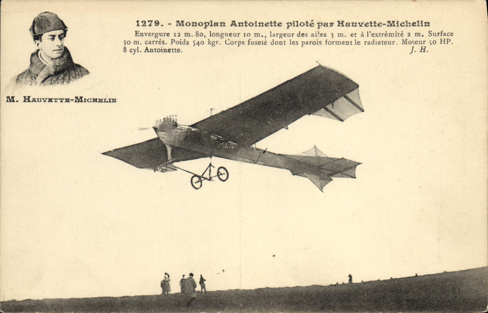 CPA Avion Aviation Monoplan Antoinette pilote par Hauvette Michelin 