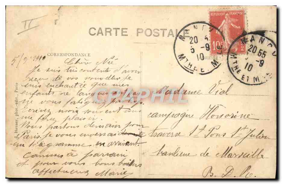 CPA Avion Aviation Biplan H Farman pilote par lieutenant Camermann  — Rückseite