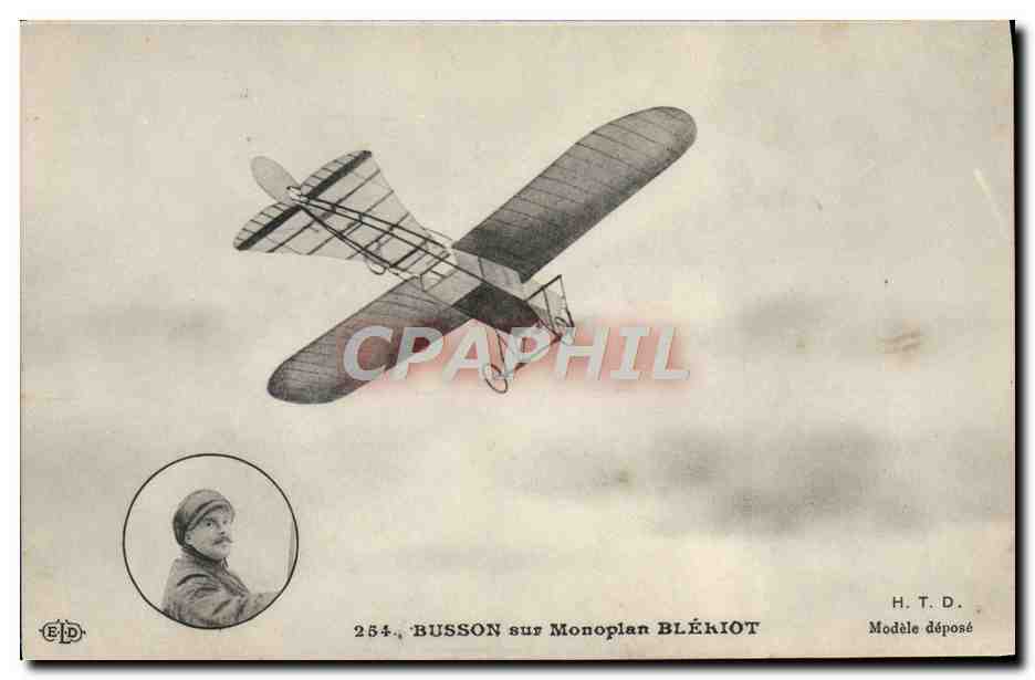 CPA Avion Aviation Busson sur monoplan Bleriot 