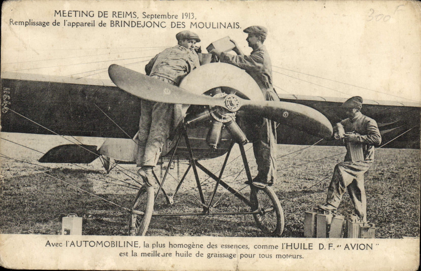 CPA Avion Aviation Meeting de Reims Remplissage de l'appareil de Brindejonc des Moulinais 