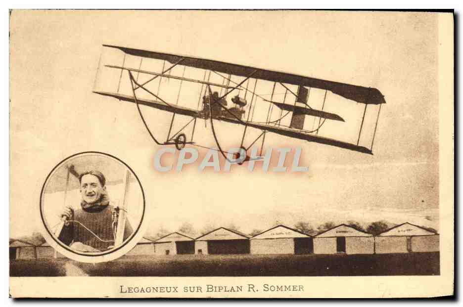 CPA Avion Aviation Legagneux sur biplan Sommer 