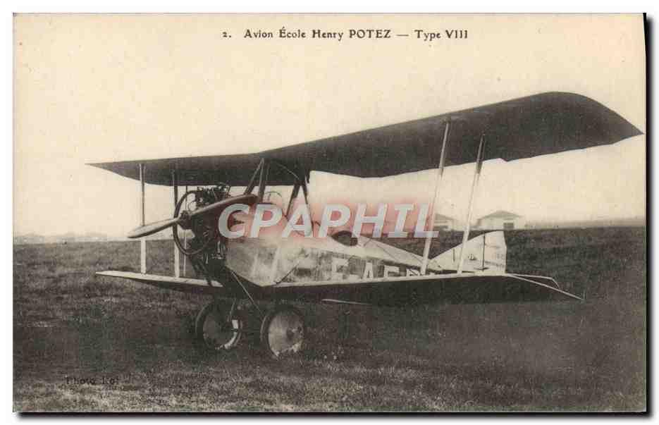 CPA Avion Aviation Avion ecole Henry Potez Type VIII