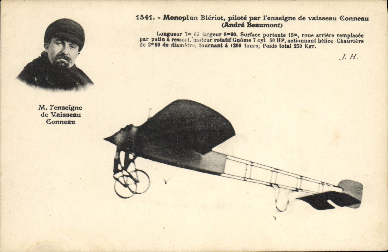 CPA Avion Aviation Monoplan Bleriot Enseigne de vaisseau Conneau Andre Beaumont 