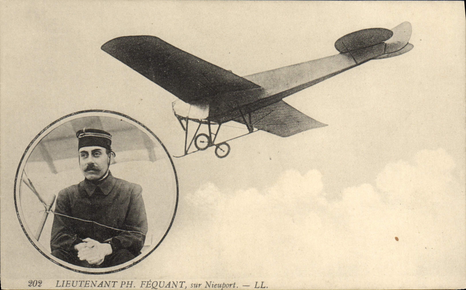 CPA Avion Aviation Lieutenant PH Fequant sur Nieuport 