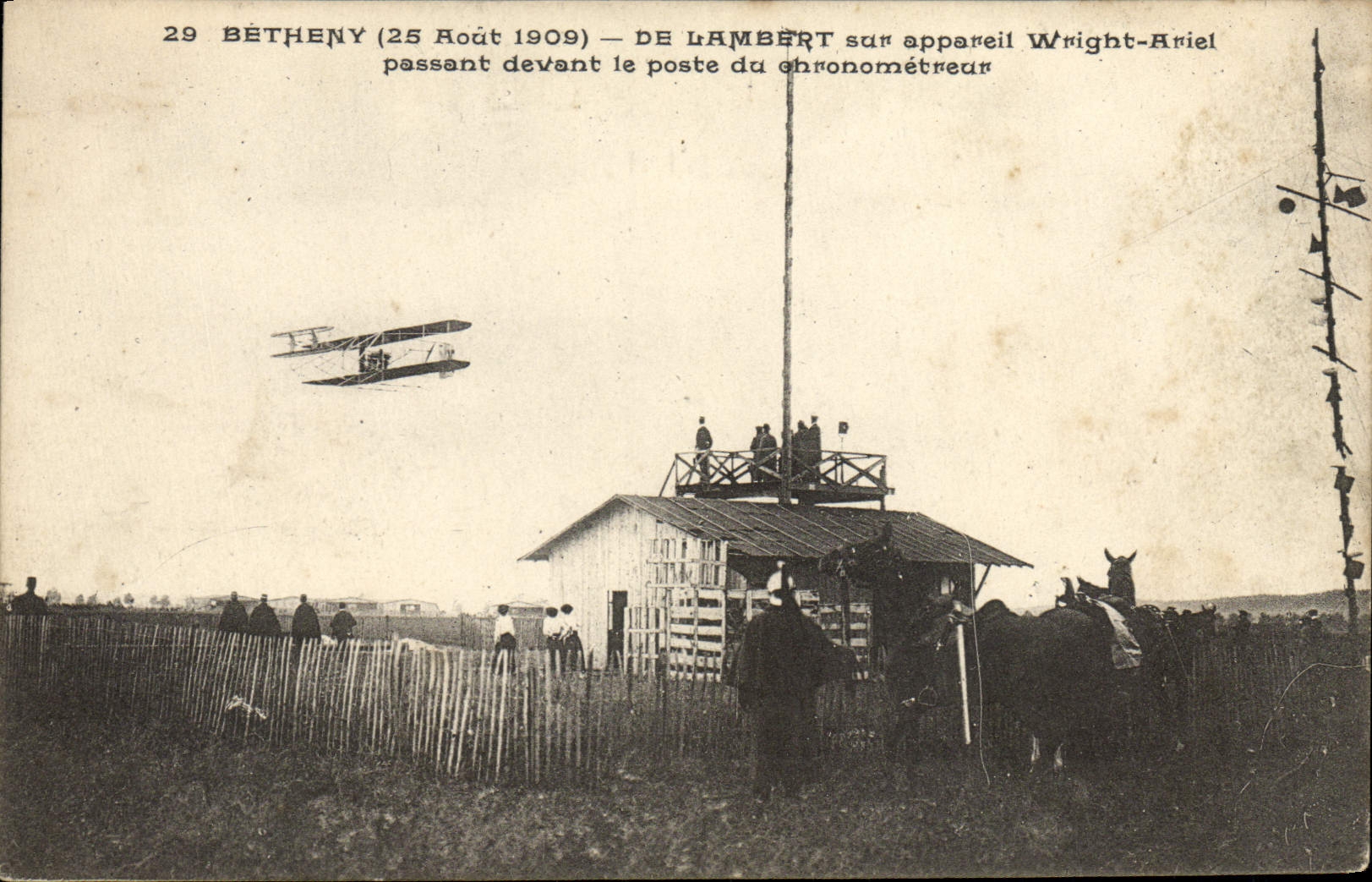 Bétheny — Vol de De Lambert sur Wright-Ariel le 25 août 1909 — édition S.R.A.
