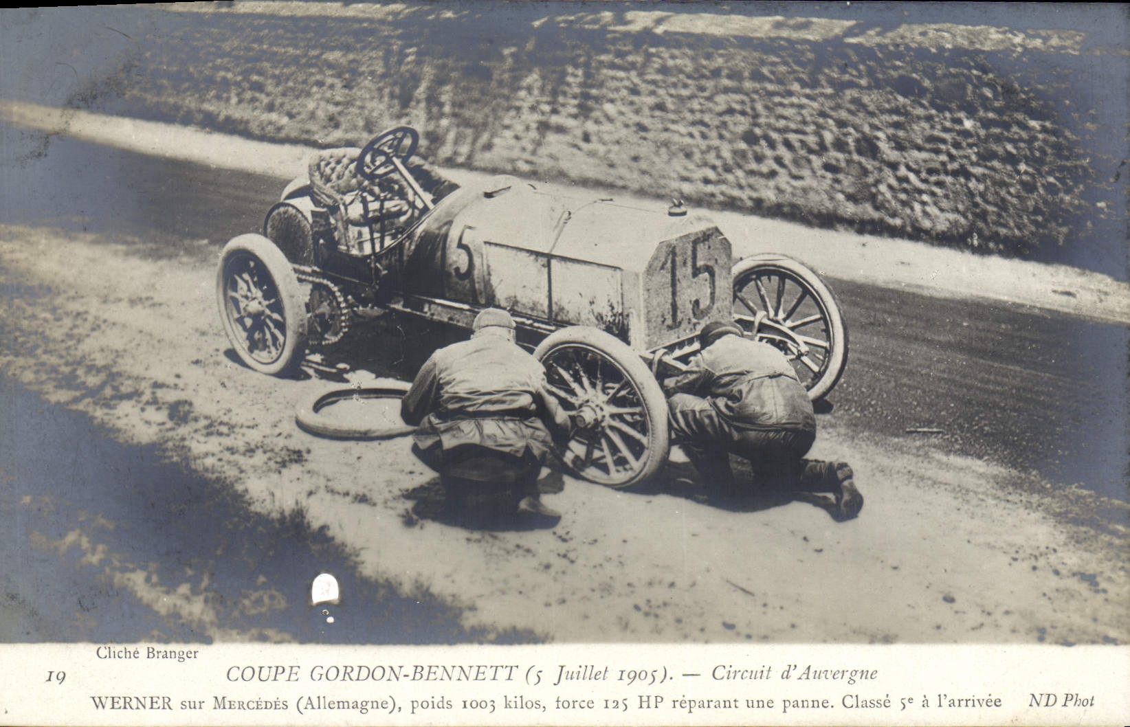 CPA Automobile CPA Automobile Coupe Gordon Bennett 5 juillet 1905 Circuit d'Auvergne Werner sur Mercedes 