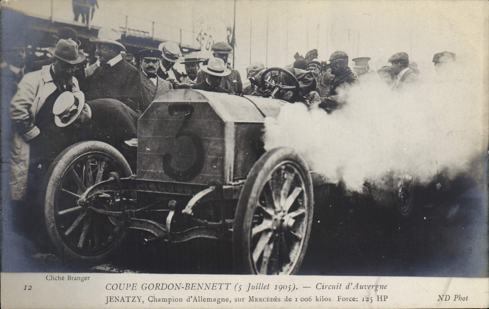 CPA Automobile CPA Automobile Coupe Gordon Bennett 5 juillet Circuit d'Auvergne Jenatzy Champion d'Allemagne Mercedes
