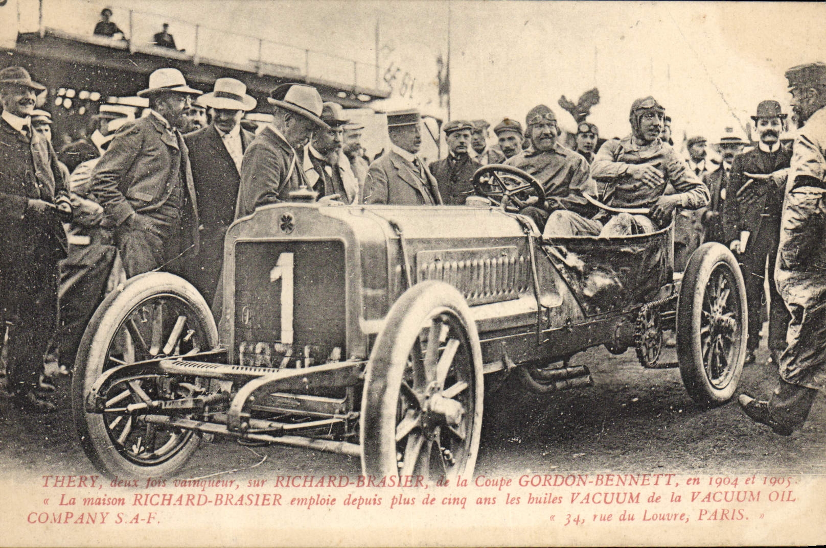 CPA Automobile CPA Automobile Coupe Gordon Bennett 5 juillet 1905 Circuit d'Auvergne Maison Richard Brasier Huiles Vaccu