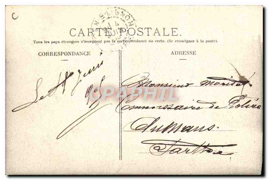 CPA Automobile CPA Automobile Coupe Gordon Bennett 5 juillet 1905 Circuit d'Auvergne Virage entre Gare de Laqueille  — Verso