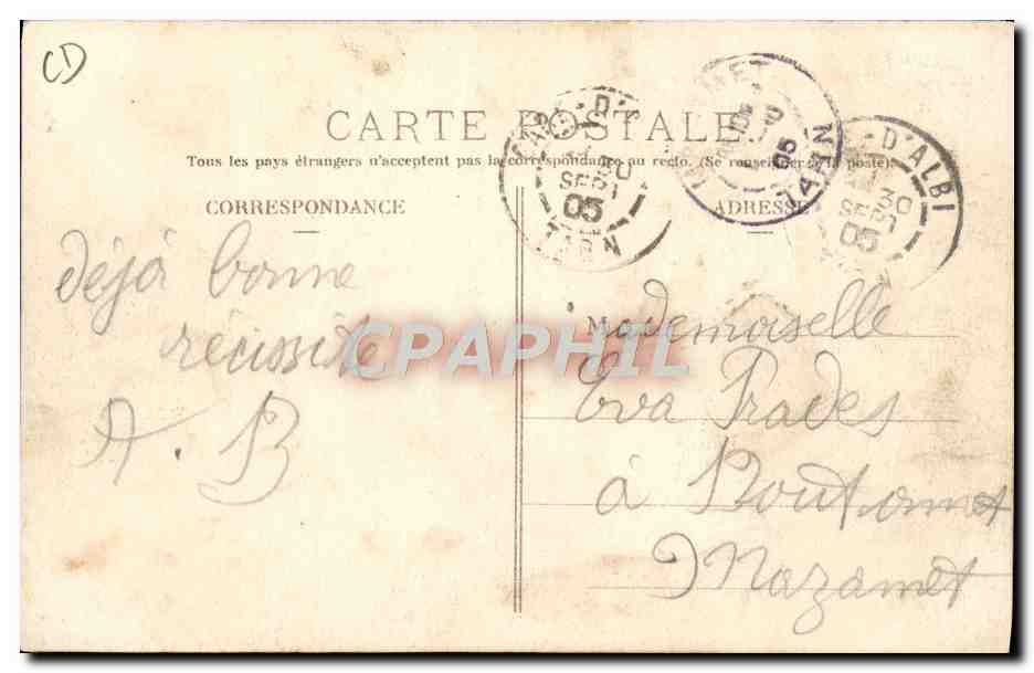 CPA Automobile CPA Automobile Coupe Gordon Bennett 5 juillet 1905 Circuit d'Auvergne Le Puy de Dome et la route  — Verso