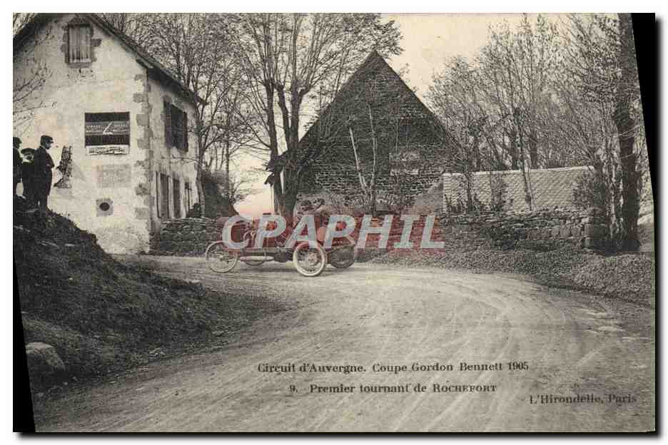 CPA Automobile CPA Automobile Coupe Gordon Bennett 5 juillet 1905 Circuit d'Auvergne Premier tournant de Rochefort