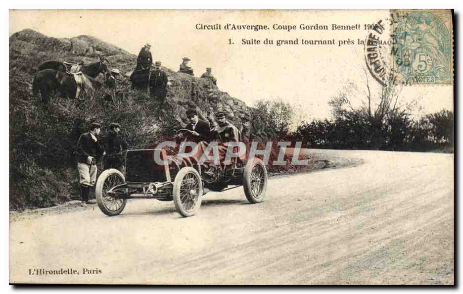 CPA Automobile CPA Automobile Coupe Gordon Bennett 5 juillet 1905 Circuit d'Auvergne Suite du grand tournant