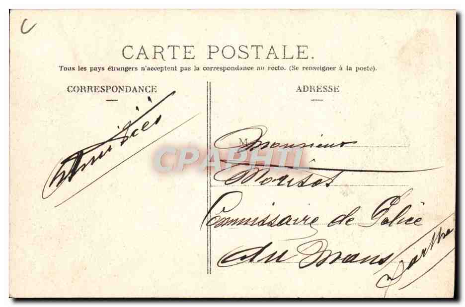 CPA Automobile CPA Automobile Coupe Gordon Bennett 5 juillet 1905 Circuit d'Auvergne Grand tournant pres la baraque — Verso
