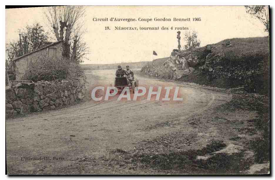 CPA Automobile CPA Automobile Coupe Gordon Bennett 5 juillet 1905 Circuit d'Auvergne Nebouzat tournant des 4 routes 