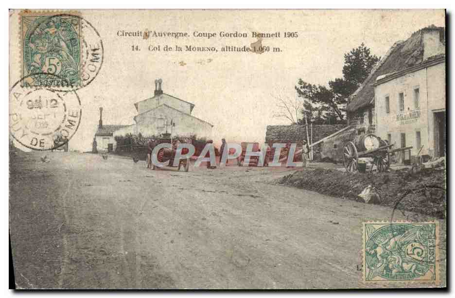CPA Automobile CPA Automobile Coupe Gordon Bennett 5 juillet 1905 Circuit d'Auvergne Col de la Moreno