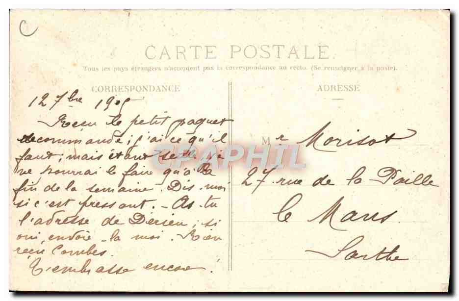 CPA Automobile CPA Automobile Coupe Gordon Bennett 5 juillet 1905 Circuit d'Auvergne Col de la Moreno — Verso