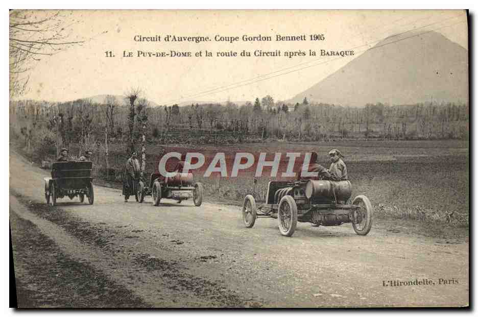 CPA Automobile CPA Automobile Coupe Gordon Bennett 5 juillet 1905 Circuit d'Auvergne Le Puy de Dome et la route 