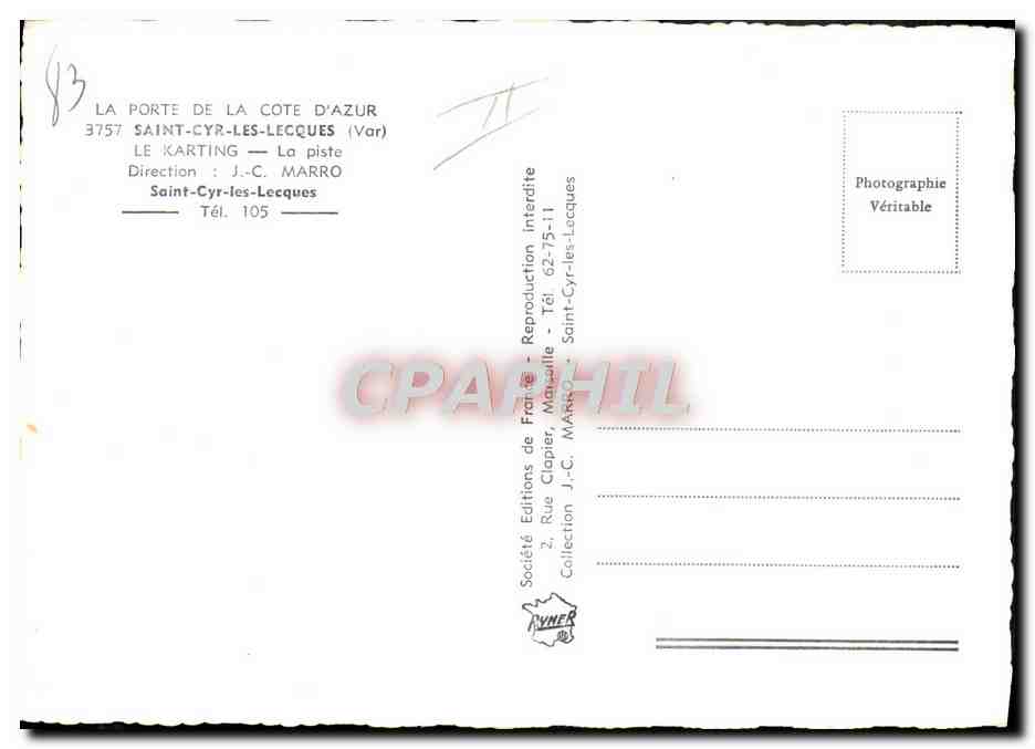 CPM Automobile Saint Cyr les Lecques Le karting — Verso