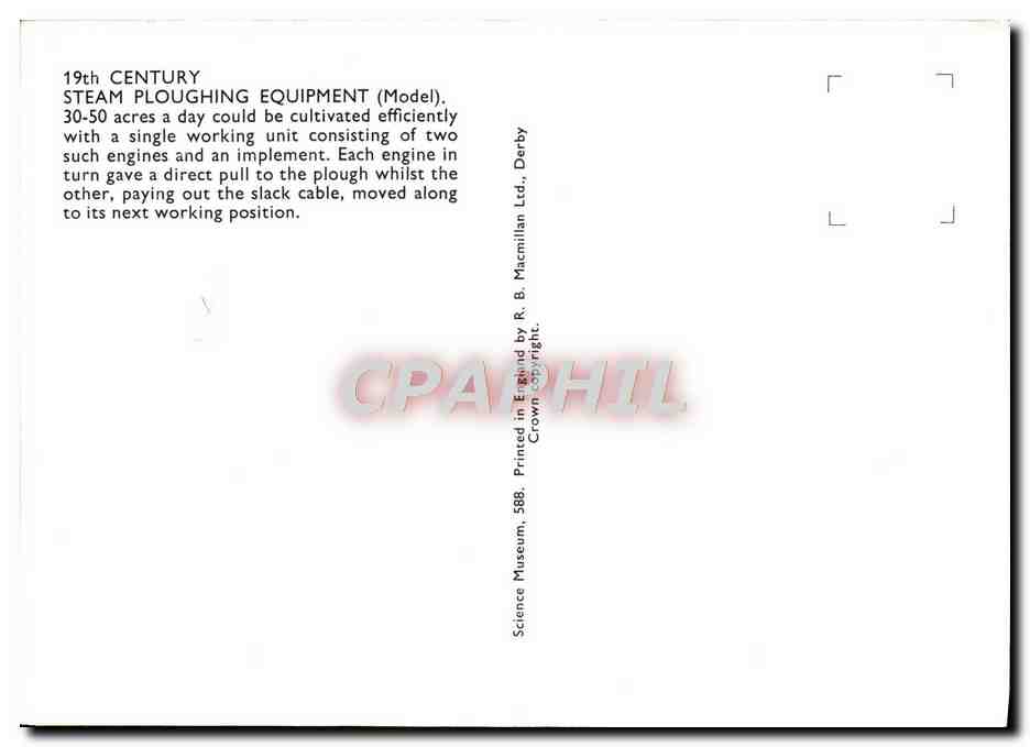CPM Automobile 19the century Steam Ploughing equipement — Rückseite