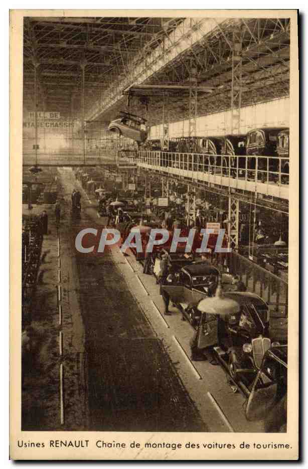 CPA Automobile Usines Renault Chaine de montage des voitures de tourisme