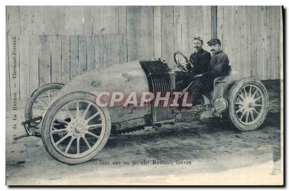 CPA Automobile Sisz sur sa 90 chevaux Renault Freres