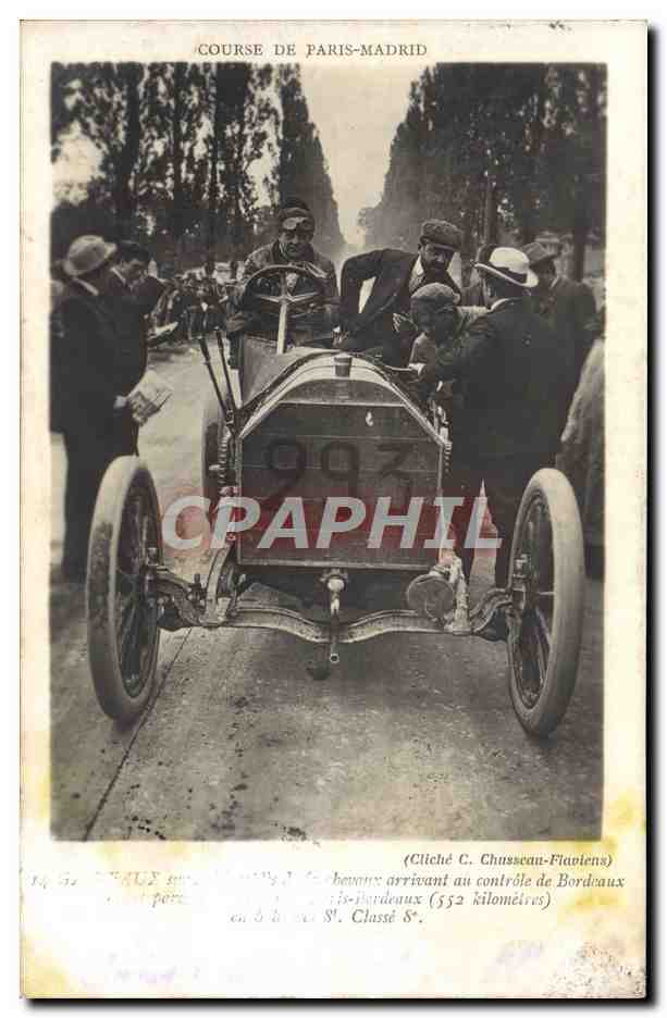 CPA Automobile Gasteaux sur sa Mercedes Course Paris Madrid 