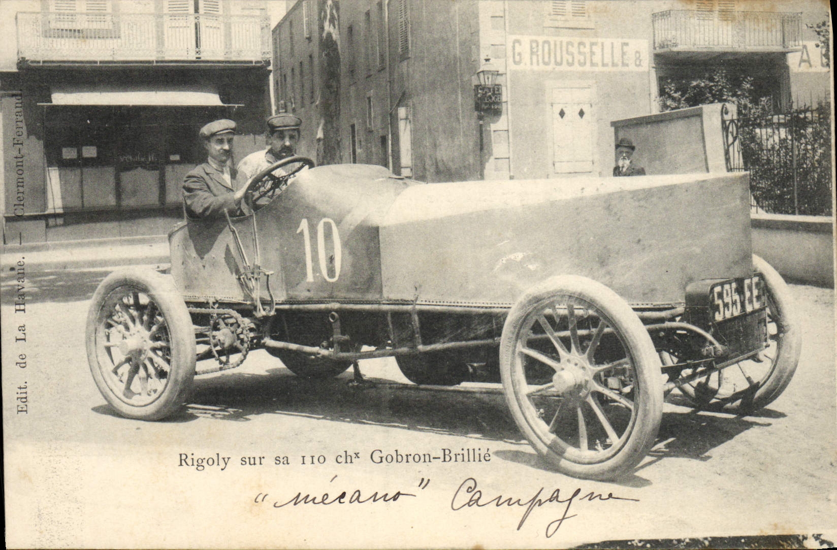 CPA Automobile Rigoly sur sa 110 chevaux Gobron Brillie