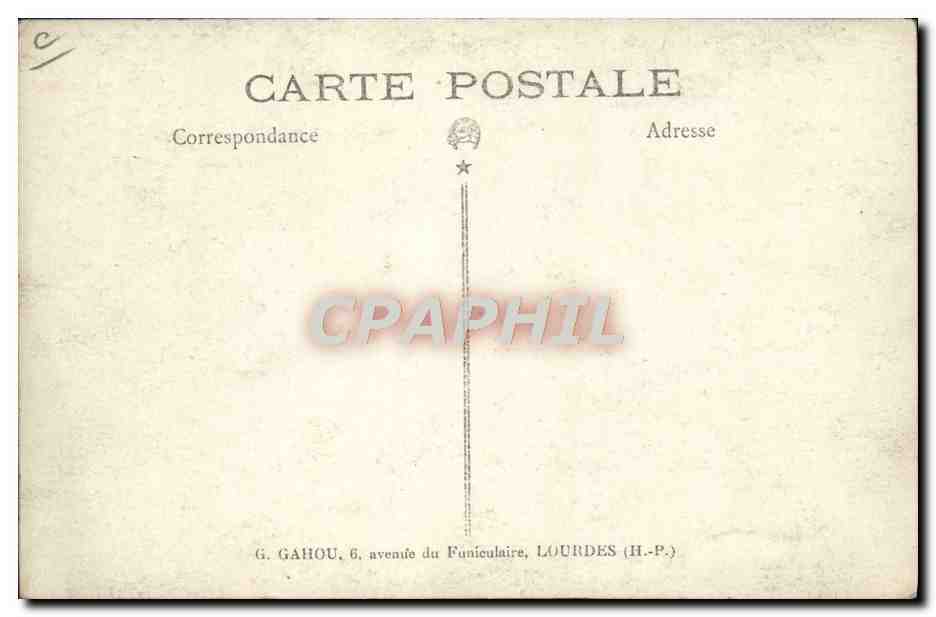 CARTE PHOTO Automobile Autobus Garage continental Boudou Lourdes — Verso