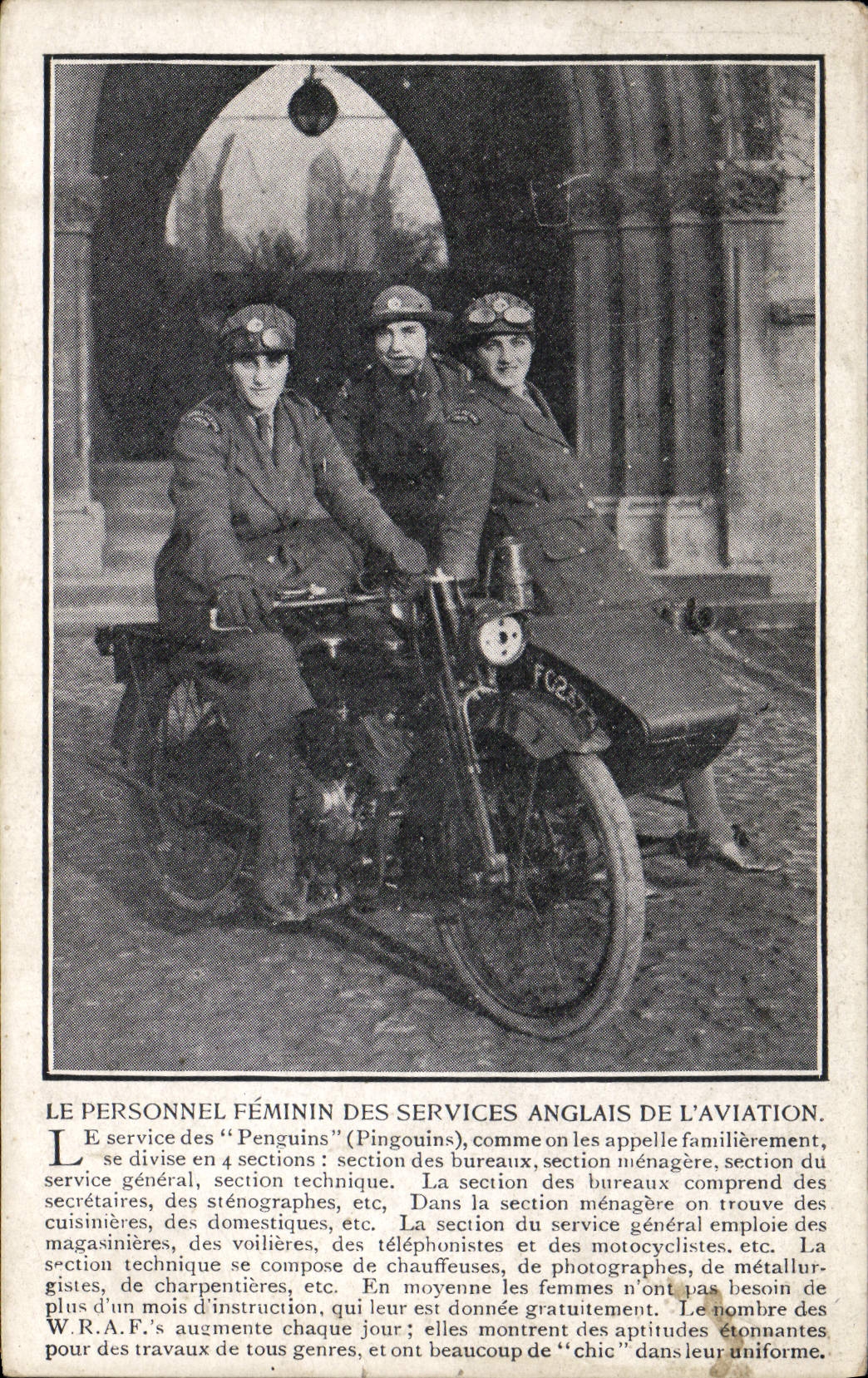 Personnel féminin des services anglais de l'aviation — W.R.A.F. — éditeur non visible