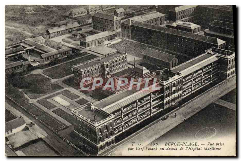 CPA Aviation Avion Berck Plage Vue prise par cerf volant au dessus de l'hopital maritime 