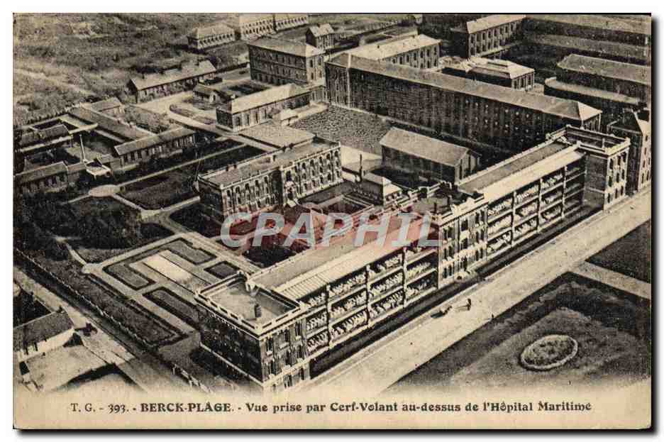 CPA Aviation Avion Berck plage vue prise par cerf volant au dessus de l'hopital maritime 