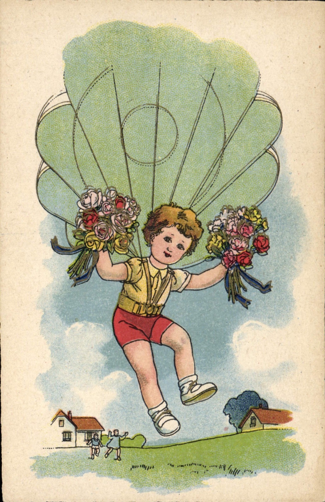 CPA Aviation Avion Enfant Parachute Parachutisme 