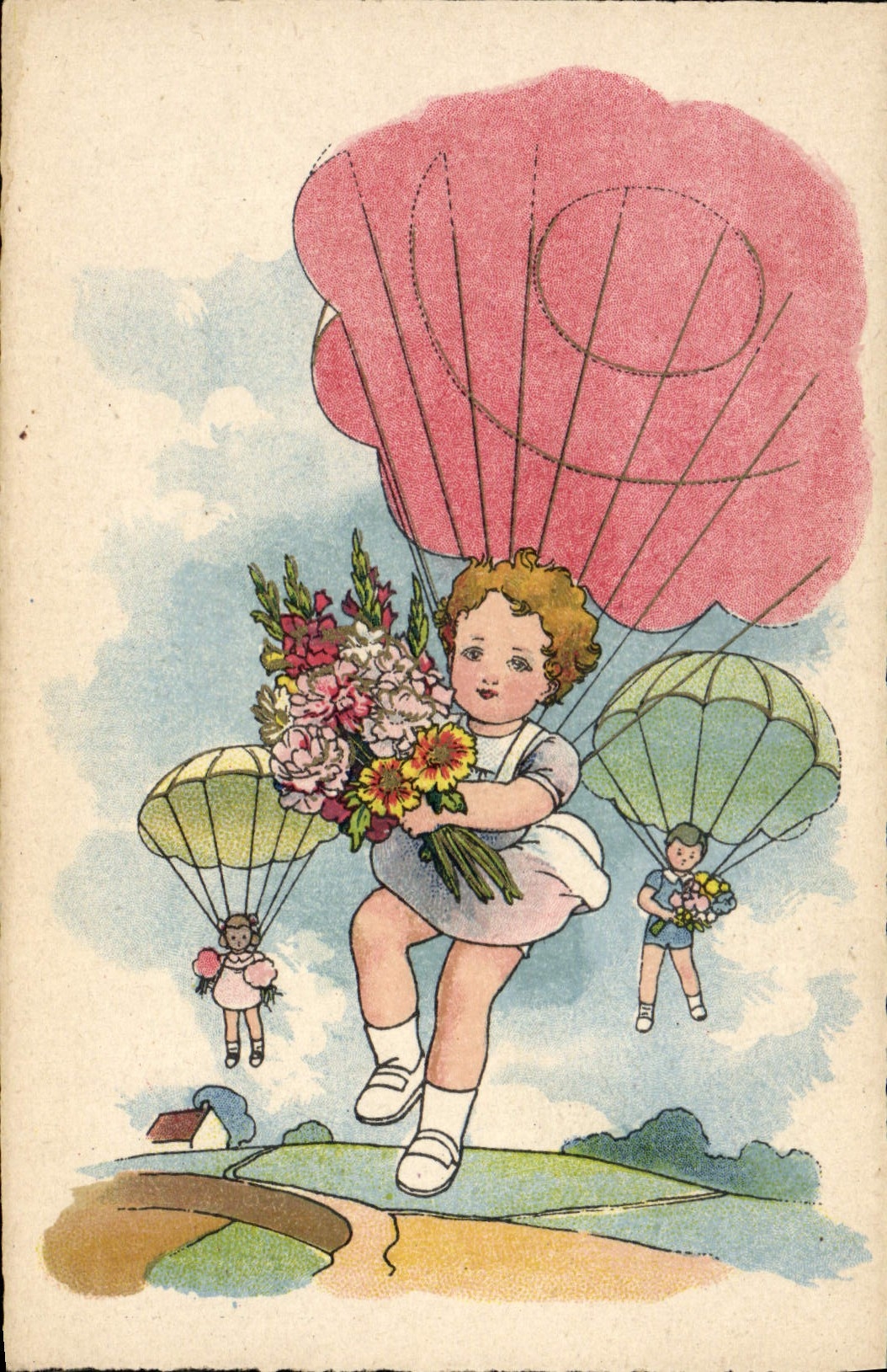CPA Aviation Avion Enfant Parachute Parachutisme 