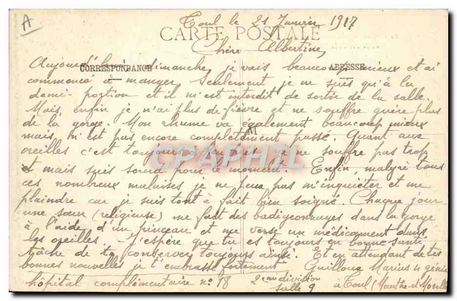 CPA Aviation Dirigeable Zeppelin Toul Le dirigeable Adjudant Vincenot evoluant au dessus de la ville de Toul — Verso